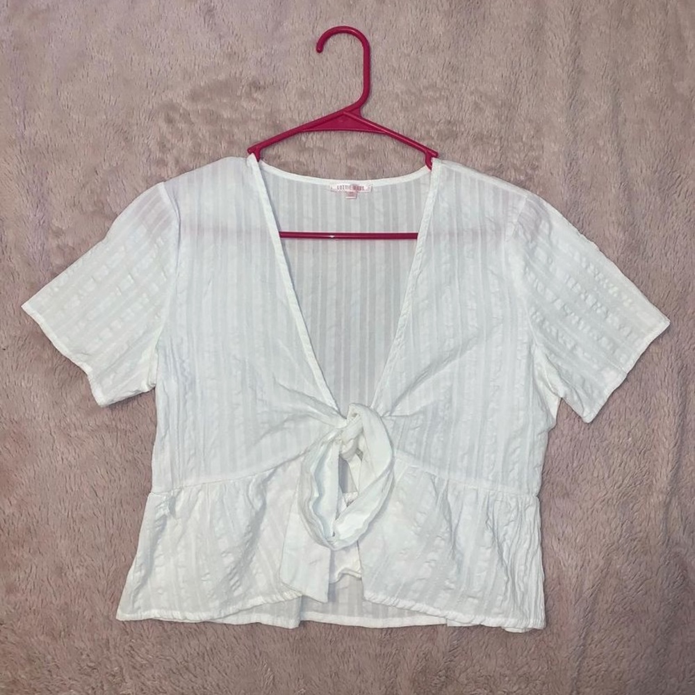 White front tie top